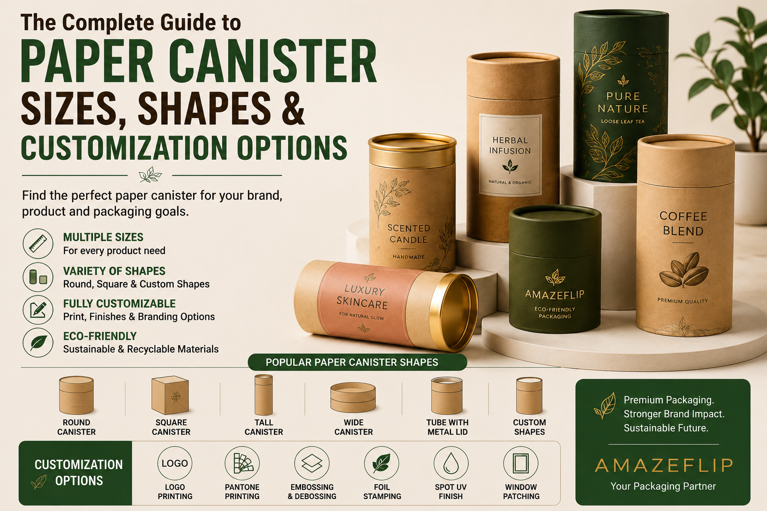 The Complete Guide to Paper Canister Sizes, Shapes & Customization Options